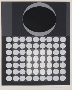Komposition mit hellen Kreisen und einem Oval