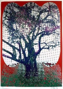 Baum mit rotem Rahmen