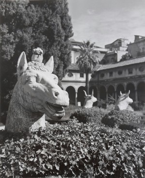 Antiker Pferdekopf in den Termen des Dioclecian, Rom 1949