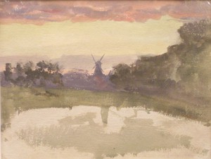 Landschaft mit Windmühle